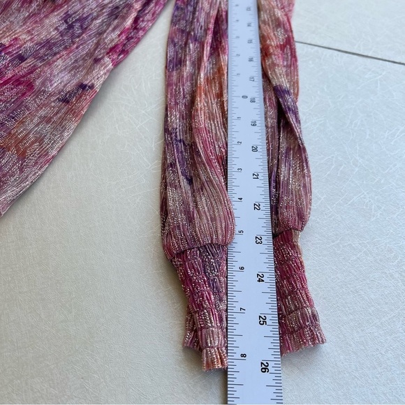 Halogen Metallic Pastel Floral Print
Sheer balloon Sleeve Women Size L - Picture 6 of 8